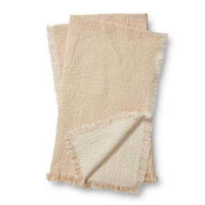 NEW MAGNOLIA HOME by Joanna Gaines x Loloi Throw Blanket Fringe Beige Natural
